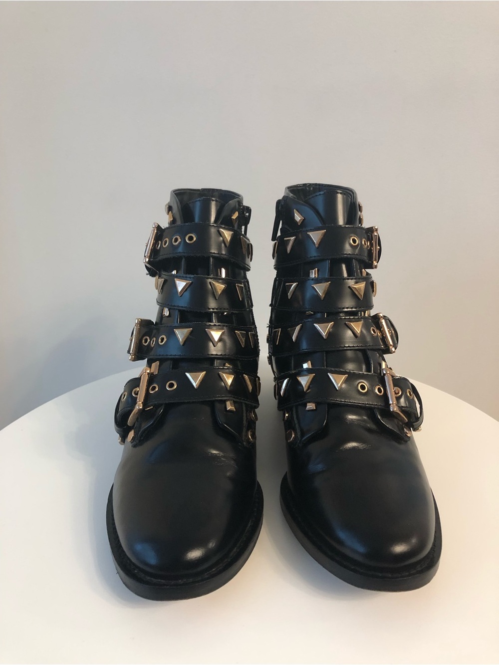 Sophia Webster Black Studded Buckle Ankle Boots